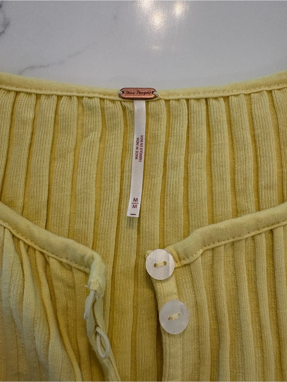 Free People Sleeveless Ribbed Button-Up Top - Pale Yellow